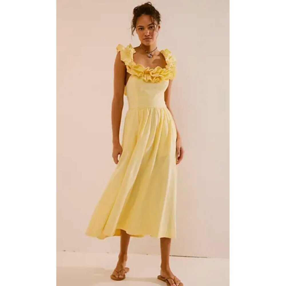 Free People Ruffle It Up Midi Dress - M